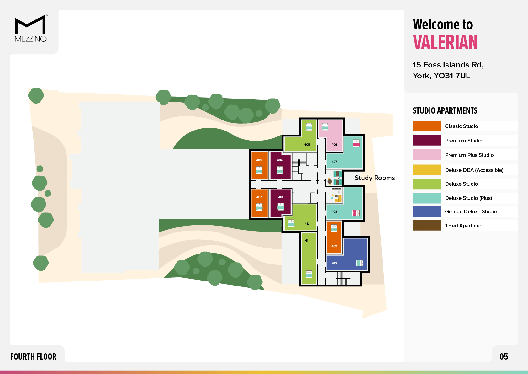 The layout of Valerian's fourth floor