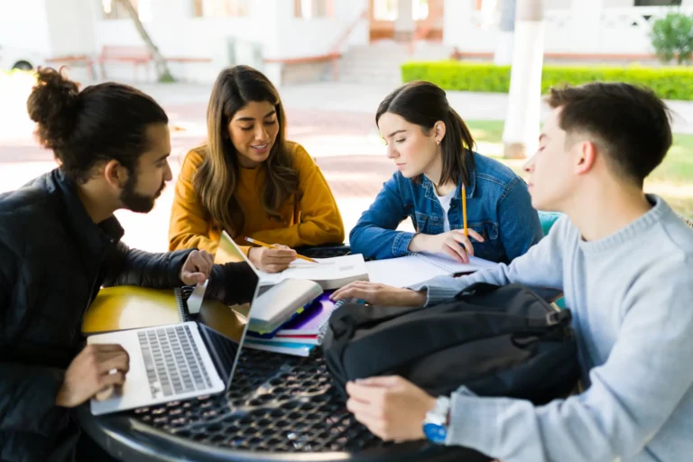 Multi cultural students studying